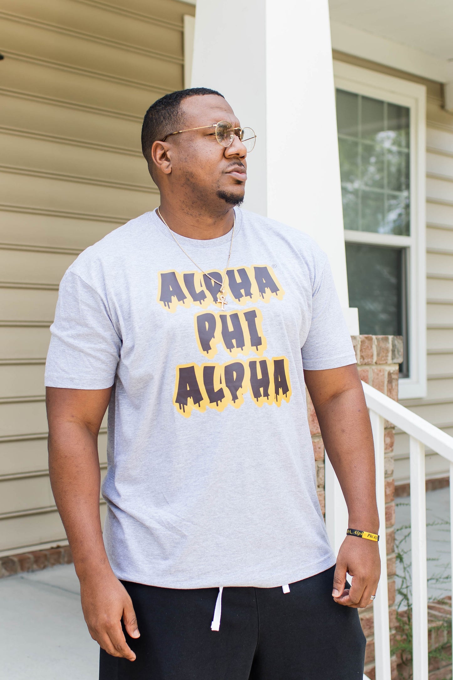 Grey Alpha Phi Alpha Drip Shirt