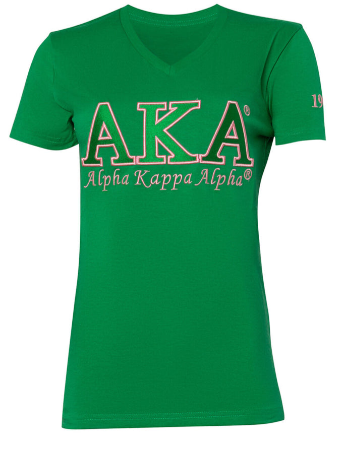 Green Embroidered AKA V-Neck