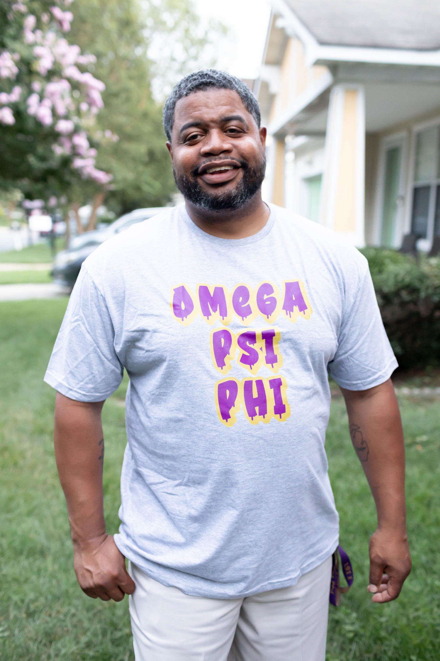 Grey Omega Psi Phi Drip Shirt