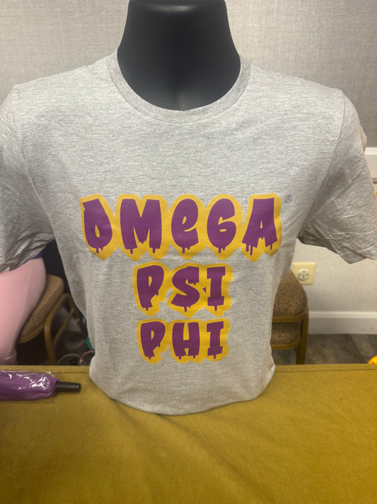 Grey Omega Psi Phi Drip Shirt