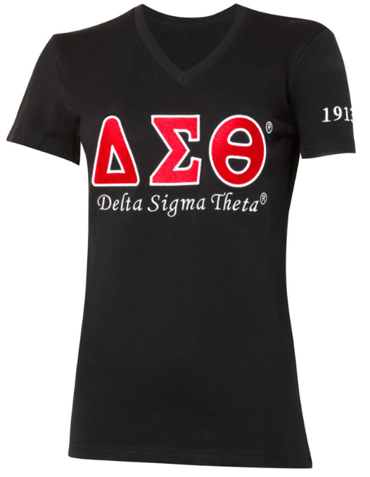 Black Embroidered DST V-Neck