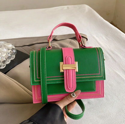 Pink and Green Shoulder Purse