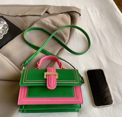 Pink and Green Shoulder Purse