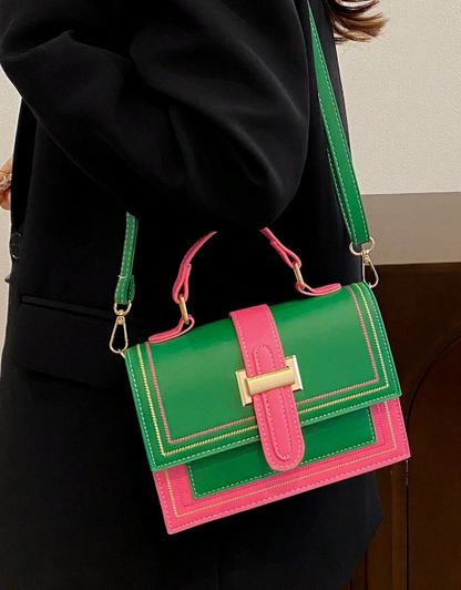 Pink and Green Shoulder Purse